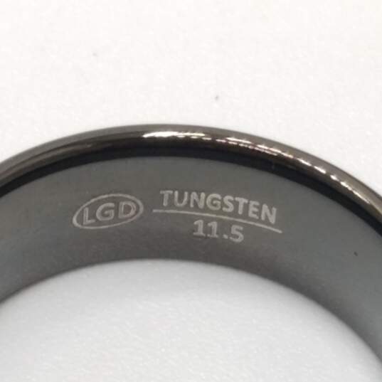 Tungsten Silver Tone Design On Black Metal Sz 14 Ring Bundle 7pcs 117.6g image number 6