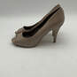 Womens Beige Patent Leather Open-Toe Slip-On Stiletto Heels Size 9.5 image number 4