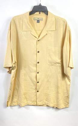 Tommy Bahama Men Yellow Palm Tree Print Button Up Shirt L