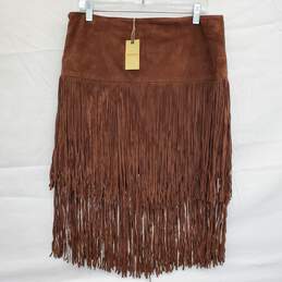 WOMEN'S STETSON BROWN SUEDE FRINGED SKIRT SIZE 10 NWT