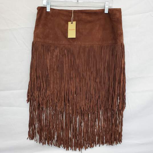 WOMEN'S STETSON BROWN SUEDE FRINGED SKIRT SIZE 10 NWT image number 1