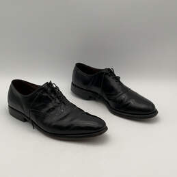 Mens Black Leather Almond Toe Lace-Up Oxford Dress Shoes Size 10.5 B alternative image