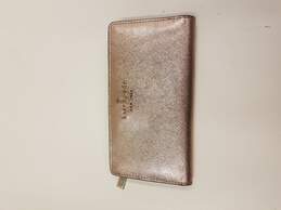 Kate Spade Leather Long Flap Wallet Metallic Rose Gold