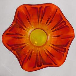 MCM Mid Century Modern LE Smith Simplicity Amberina Red Orange Ombre Glass Bowl alternative image