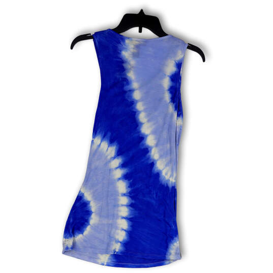 NWT Womens Blue Tie Dye Sleeveless Ruched Pullover Blouse Top Size Medium image number 2