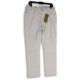 NWT Womens White Denim Light Wash Mid Rise Classic Straight Jeans Size 12M