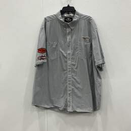 Harley Davidson Mens Gray White Striped Short Sleeve Button-Up Shirt Size 3XL