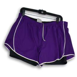 Nike Womens Purple Elastic Drawstring Waist Back Zip Athletic Shorts Size XL