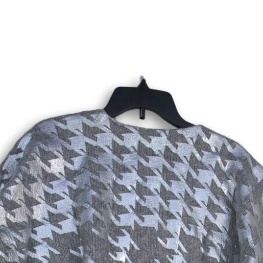 NWT Lord & Taylor Womens Gray Houndstooth Long Sleeve Cropped Pullover Sweater M image number 4