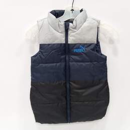 Puma Kids Gray/Blue/Black Color Block Puffer Vest Size 8