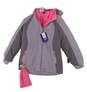 NWT Girls Gray Hooded Long Sleeve Zipped Pockets Puffer Hat Jacket Size 14/16 image number 1