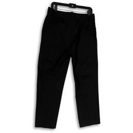 Womens Black Flat Front Pockets Straight Leg Formal Dress Pants Size 8