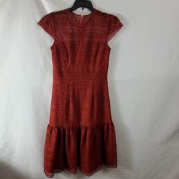 Antonio Melani Women Rust Bobbin Lace Dress Sz4