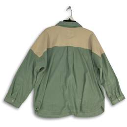 NWT Thread & Supply Womens Green Beige Spread Collar Button-Up Shirt Size L alternative image