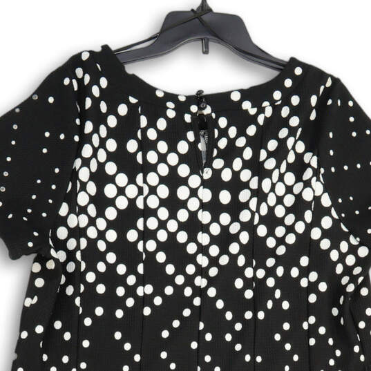 Womens Black White Polka Dot Pleated Keyhole Back Mini Dress Size 18/20 image number 4