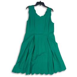 NWT Sigrid Olsen Womens Green Square Neck Sleeveless Fit & Flare Dress Size L