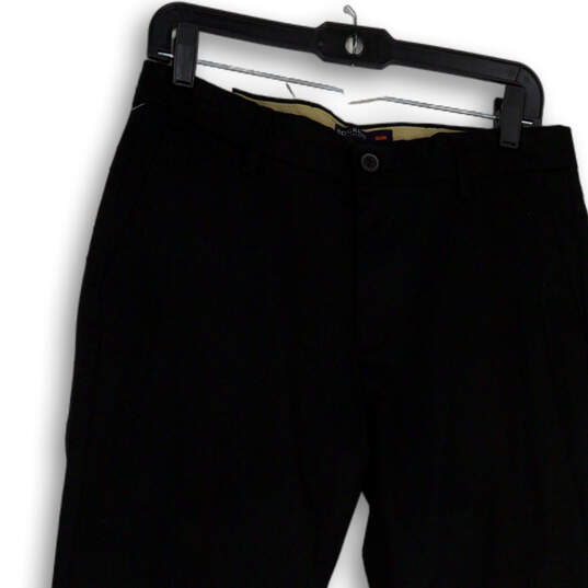NWT Mens Black Cotton Flat Front Slash Pockets Stretch Khaki Pants Sz 31x30 image number 3