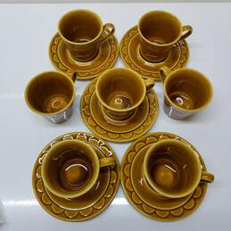 Vintage Castilian By Coventry Golden Harvest Cups and Saucers Set Homer Laughlin