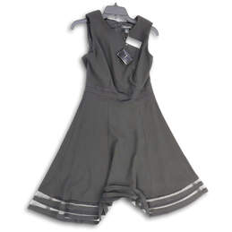 NWT Womens Black Mesh Inset Sleeveless Back Zip Fit & Flare Dress Size 8