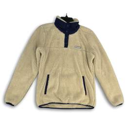 Columbia Womens Cream Fleece Mock Neck Long Sleeve Pullover Jacket Size S