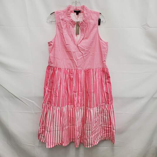 NWT J. Crew WM's Mix Pink Stripe Tiered Dress Size M image number 1