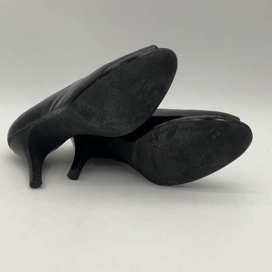 NIB Womens Peekaboo Black Leather Peep Toe Slip-On Pump Heels Size 9 M image number 5