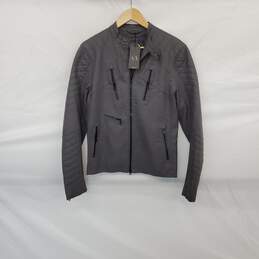 Armani Exchange Gray Faux Leather Full Zip Moto Jacket MN Size S NWT