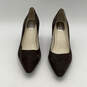 Womens Brown Leather Snakeskin Print Pointed Toe Slip-On Pump Heel Size 7.5 image number 5