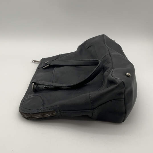 Womens Black Leather Bottom Stud Inner Pocket Double Handed Shoulder Bag image number 3