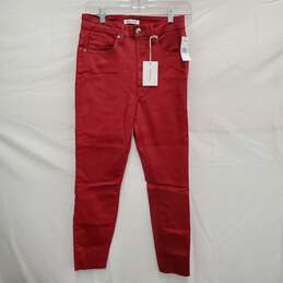 NWT Good American WM's Skinny Waist Crop Ruby Red Pants Size 10