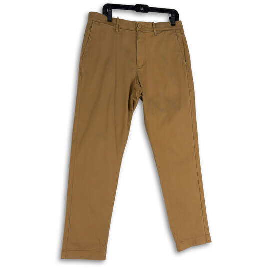 Womens Brown Flat Front Slash Pocket Straight Leg Ankle Pants Size 34/32 image number 1