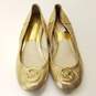 Michael Kors Scrunch Gold Leather Ballet Slippers Shoes Women's Size 9.5 M image number 1