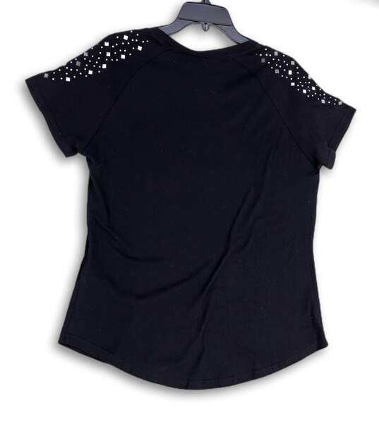 NWT Womens Black Short Sleeve Scoop Neck Regular Fit Pullover T-Shirt Sz XL image number 3