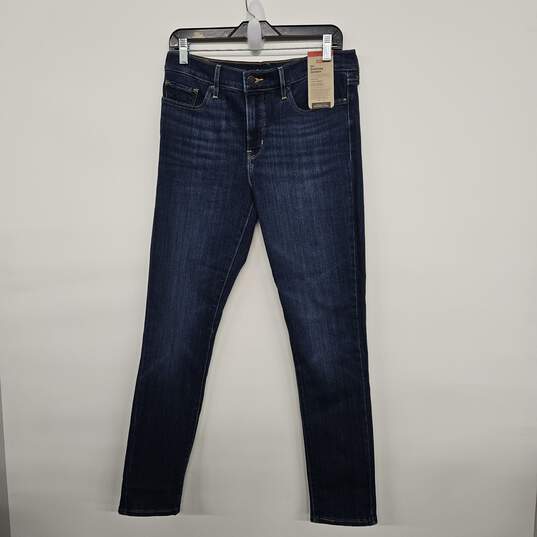 Dark Blue Denim Mid Rise Shaping Skinny Jeans image number 1