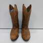 Men's Brown Leather Cowboy Boots Size 9 image number 1