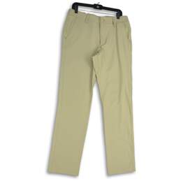 NWT Under Armour Mens Tan Flat Front Slash Pockets Golf Chino Pants Size 34/34