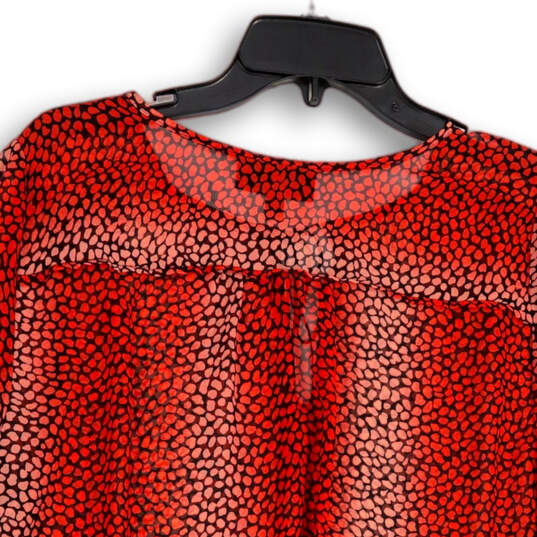 Womens Red Pink Animal Print Long Sleeve Round Neck Blouse Top Size 14/16 image number 4