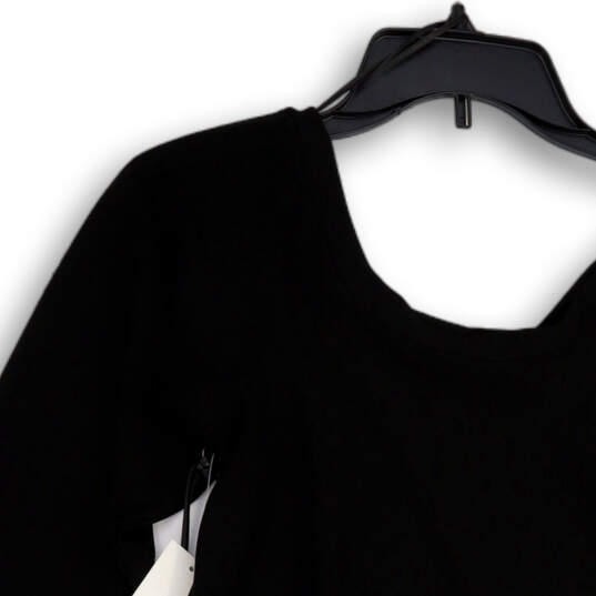 NWT Womens Black Cut Out Long Sleeve Round Neck Pullover Blouse Top Size XL image number 3