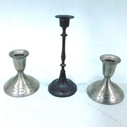 VTG Set of Pewter Candlestick Holders 7in & 4in