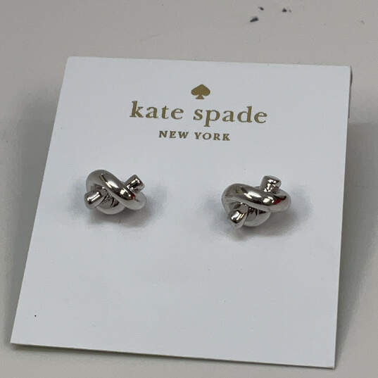 Designer Kate Spade Silver-Tone Fashionable Sailors Knot Stud Earrings image number 3