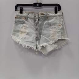 Bloomingdale's The Laundry Room Distressed 4 Button White Washed Cutoff Denim Shorts Women's Size 26 NWT