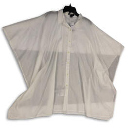 NWT Womens White Spread Collar Kaftan Sleeve Button-Up Shirt Size Large