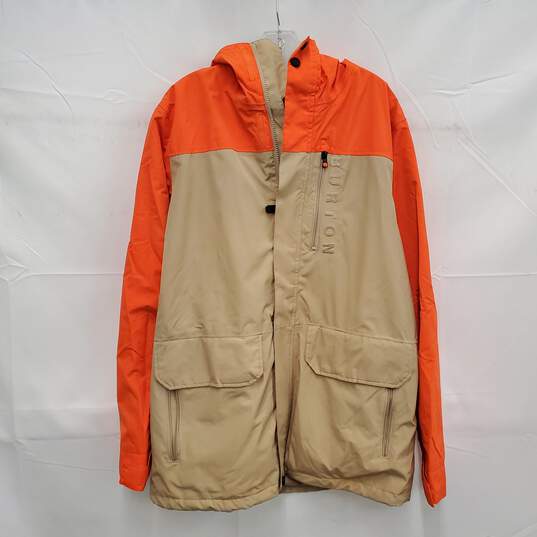 Burton MN's Outdoor Orange & Beige Snowboard Jacket Size M image number 1