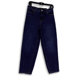 Womens Blue Denim Classic Medium Wash Pockets Straight Leg Jeans Size 27/4