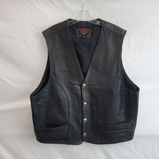 Eagle Genuine Leather Black Button Up Vest Size 56 image number 1