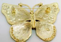 KJL Kenneth Jay Lane Goldtone Aurora Borealis Rhinestones & Enamel Butterfly Statement Brooch 42.2g alternative image