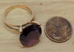 14K Gold Purple Color Change Sapphire Faceted Oval Modernist Statement Ring 10.3g alternative image