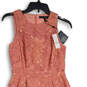 NWT Womens Pink Lace Sleeveless Round Neck Back Zip Fit & Flare Dress Sz 00 image number 3