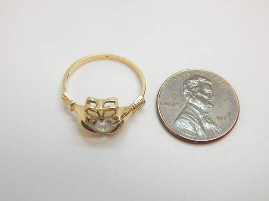 14k Yellow Gold CZ Claddagh Ring 2.2g image number 2