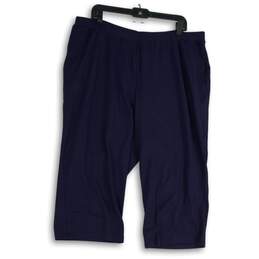 NWT Liz & Me Womens Navy Blue Slash Pockets Pull-On Bermuda Shorts Size 18/20WP